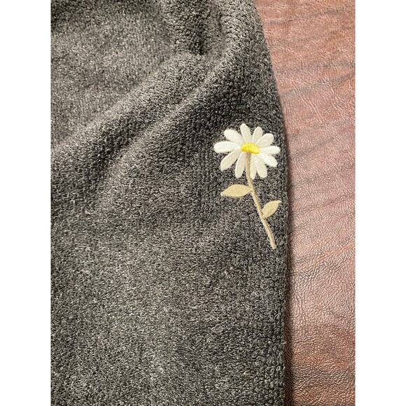 Vintage Y2K Cal Cru Terry Knit Embroidered White Daisies Crew Neck Made USA L/XL - Picture 3 of 7